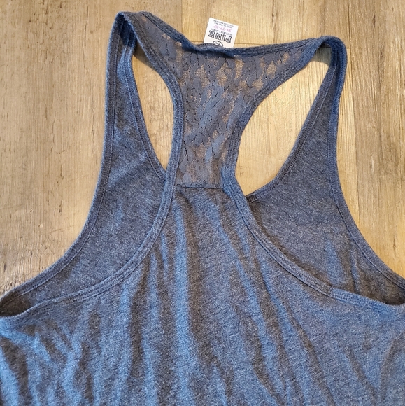 Victoria's Secret PINK Charcoal Gray Graphic Lace Racerback Tank Top | XS - Picture 5 of 7